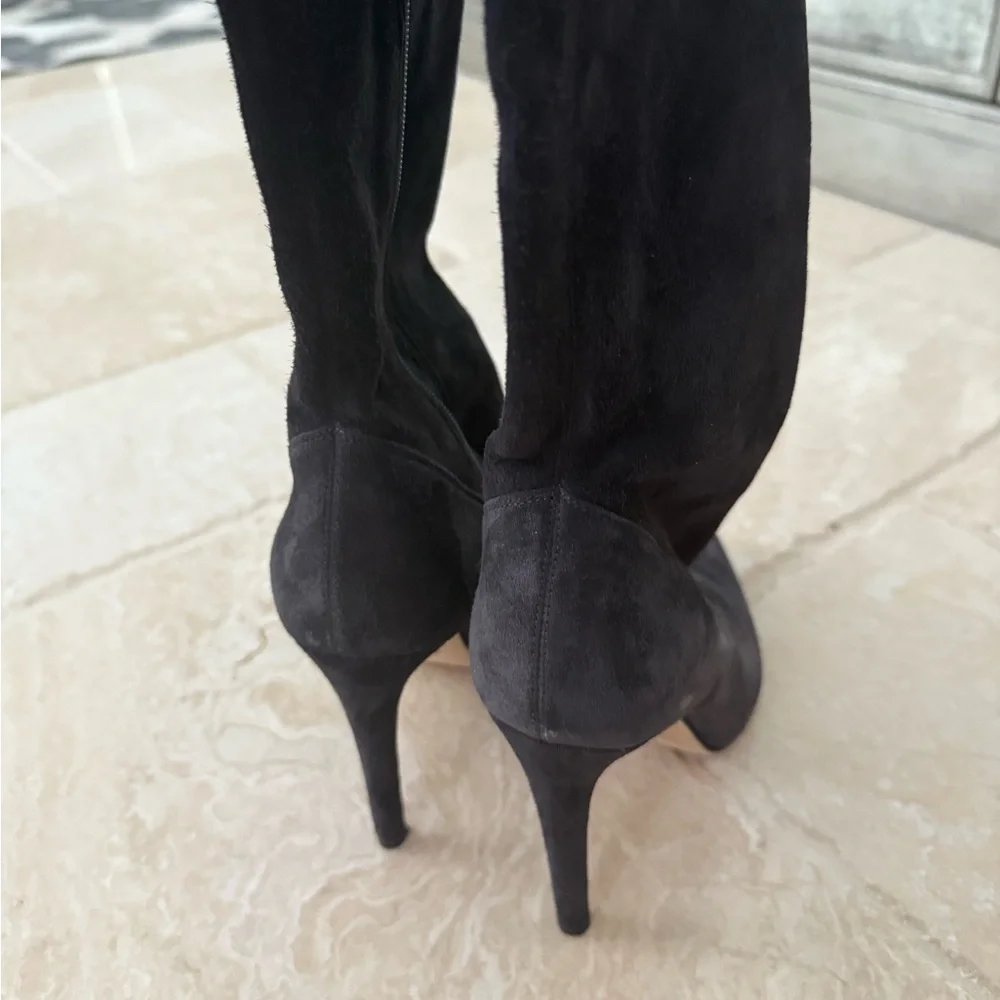 Sergio Rossi stiletto suede boots thigh high EUC